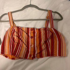 red, orange, yellow striped cropped tank